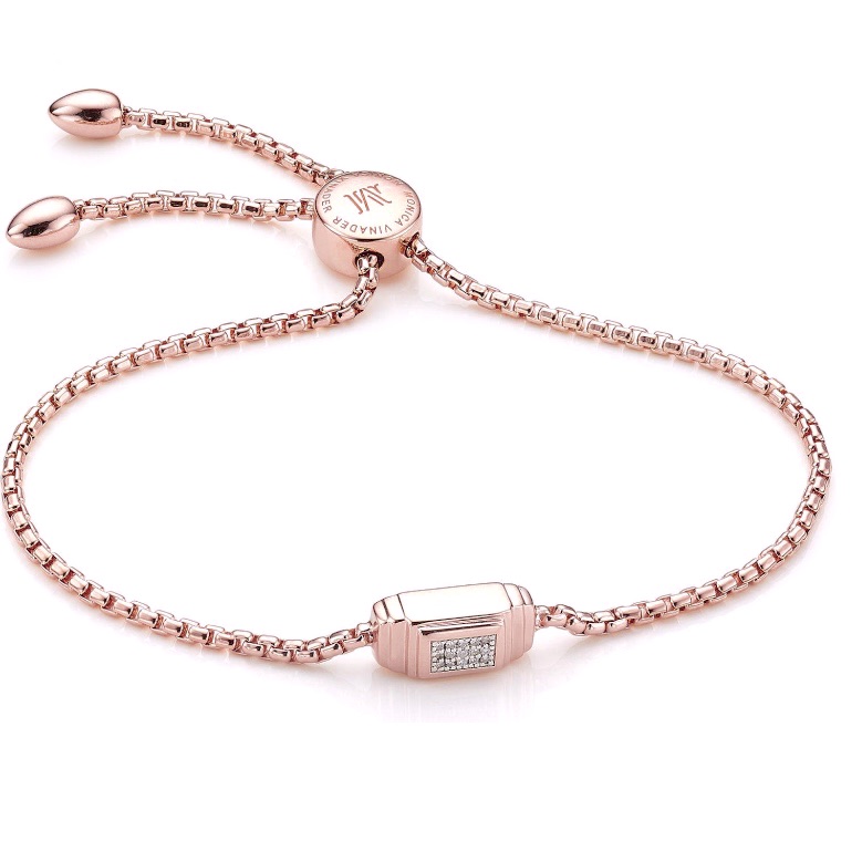 Monica Vinader Baja Deco Friendship Bracelet Rose Gold And Diamond